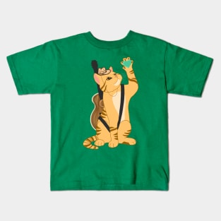 MUSICIAN COWBOY CAT Kids T-Shirt